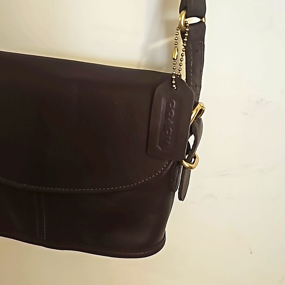 COACH Equestrian Slim Bucket Bag, 9801 Leather, Chocolate, Flap & Snap - Picture 2 of 8